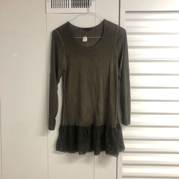 Tempo Paris Olive Green Tunic Dress Size Medium - Picture 1 of 6